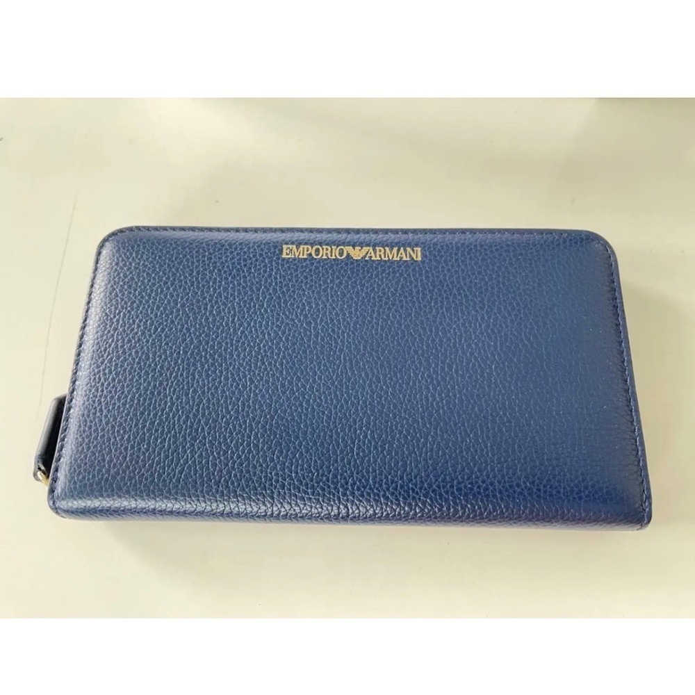 Emporio Armani Cervo Blue/Black‎ Leather Unisex Zip saround Wallet, Y3H171 8AHOC - Picture 5 of 10